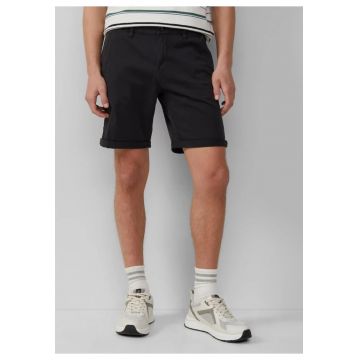 Q/S by s.Oliver Pantaloni scurti chino barbati - John - cu talie medie si croiala Regular fit - Negru