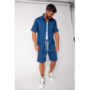 Set camasa si pantalon scurt din denim Premium Edition Blue 16960