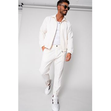 Set Caruso Stripes Jacheta cu fermoar si pantalon lung Off White 15617