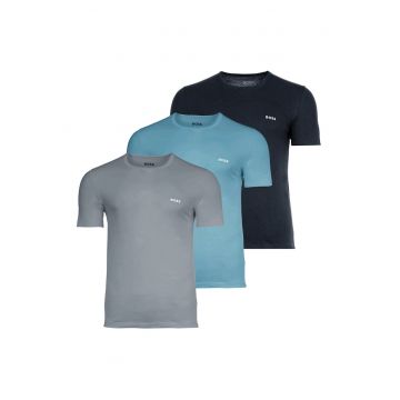 Set de tricouri din bumbac cu decolteu la baza gatului - 3 perechi