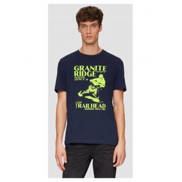 Tricou barbati Bleumarin inchis cu imprimeu frontal