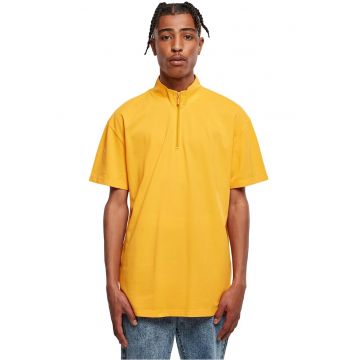 Tricou din bumbac cu fermoar scurt si model uni