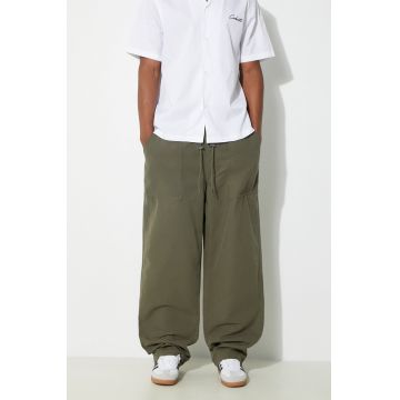Vans pantaloni de bumbac Premium Standards Easy Trouser LX culoarea verde, drept, VN000GZ2KCZ1