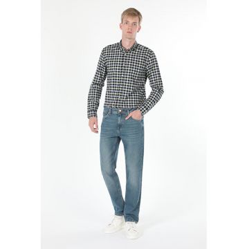 Blugi regular fit cu aspect decolorat