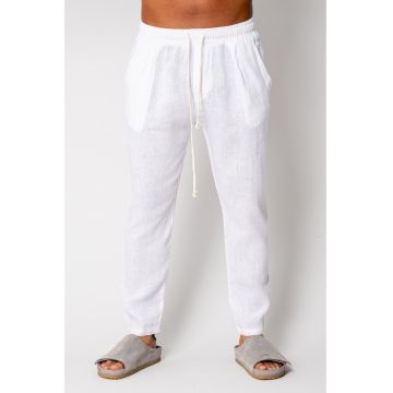 Pantaloni lung din IN cu snur White I 17009