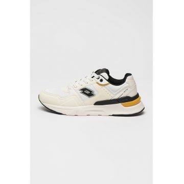 Pantofi sport cu insertii din plasa Warta - Negru/Alb optic/Crem