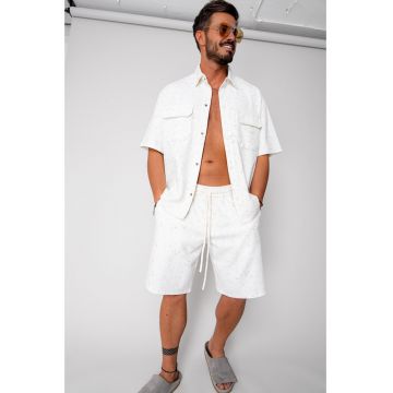 Set camasa cu capse si pantalon scurt Off White 16777