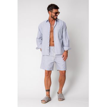 Set camasa si pantalon scurt stripe Black/White 16810