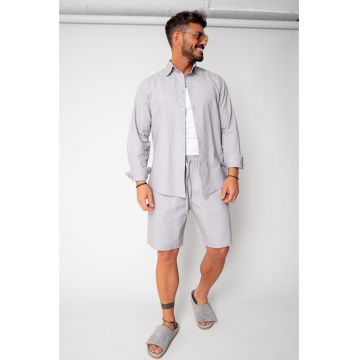 Set Lino 100% In camasa si pantalon scurt Grey 16938