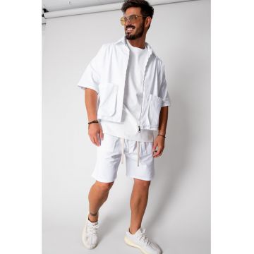 Set Luce Jacheta maneca scurta cu fermoar si pantalon scurt White 16786