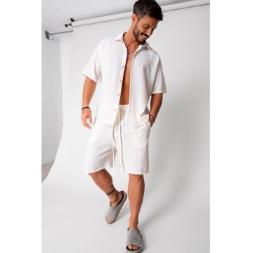 Set Rivolo camasa maneca scurta si pantalon scurt Cream 16698