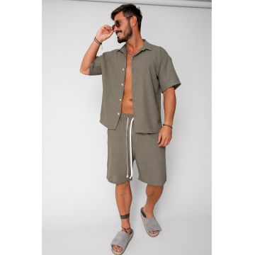 Set Rivolo camasa maneca scurta si pantalon scurt Dark Olive 16706