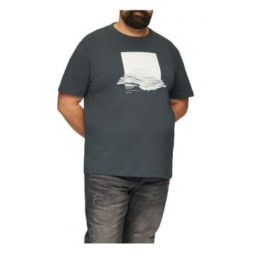 Tricou barbati big sizes la baza gatului din bumbac - cu imprimeu Grafic si croiala Regular fit -  Big Sizes