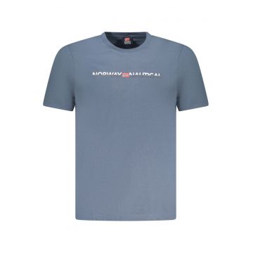 Tricou barbati cu imprimeu cu logo si decolteu la baza gatului