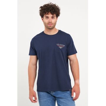 Tricou cu decolteu la baza gatului si imprimeu pe piept