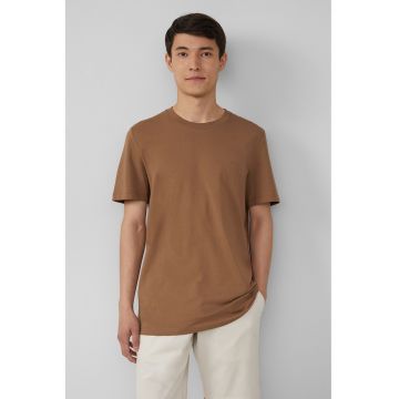 Tricou de bumbac cu decolteu la baza gatului