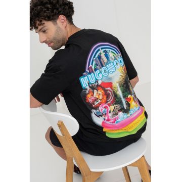 Tricou dn bumbac cu imprimeu grafic pe partea din spate
