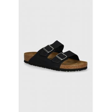 Birkenstock papuci din piele Arizona barbati, culoarea albastru marin, 1028257