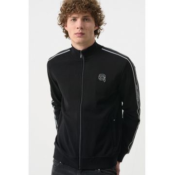 Bluza de trening cu fermoar si benzi logo