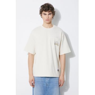 Evisu tricou din bumbac Kamon hotfix Tee barbati, culoarea bej, cu imprimeu, 2ESHTM4TS7079