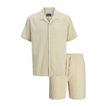 Set de camasa din bumbac cu maneci scurte si pantaloni scurti - 2 piese