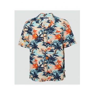 Camasa barbati cu maneca scurta si imprimeu tropical -Regular fit - Multicolor