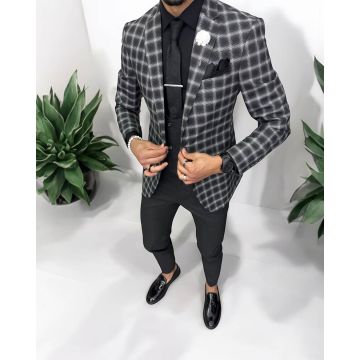 Costum barbati  slim fit sacou + pantaloni + vesta 5000