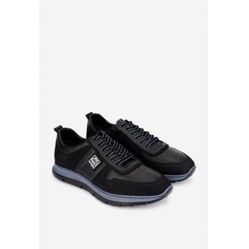 Pantofi barbati confectionati din piele neagra