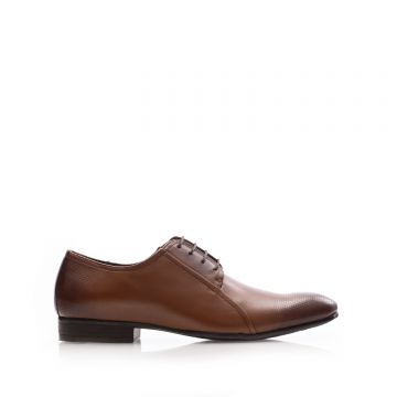 Pantofi eleganți bărbați din piele naturală, Leofex - 743-1 Cognac Box