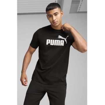 Tricou cu decolteu la baza gatului si logo ESS 2 - Negru/Alb murdar