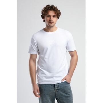 Tricou cu logo si decolteu la baza gatului