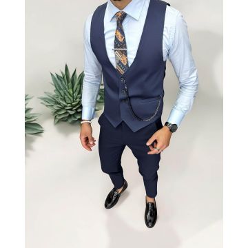Vesta barbati eleganta slim fit  albastra  13225