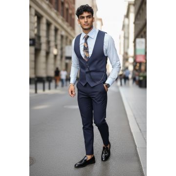 Vesta barbati eleganta slim fit  albastra  13270