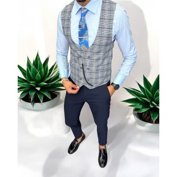 Vesta barbati eleganta slim fit  in carouri  13219