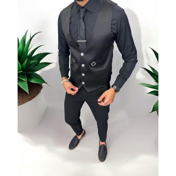 Vesta barbati eleganta slim fit  neagra   13215