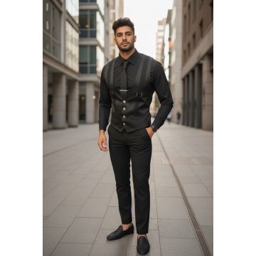 Vesta barbati eleganta slim fit  neagra   13258 D6