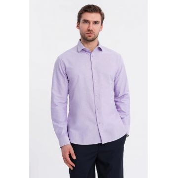 Camasa din bumbac cu model uni - Lila