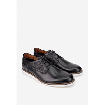 Pantofi piele naturala neagra pentru barbati