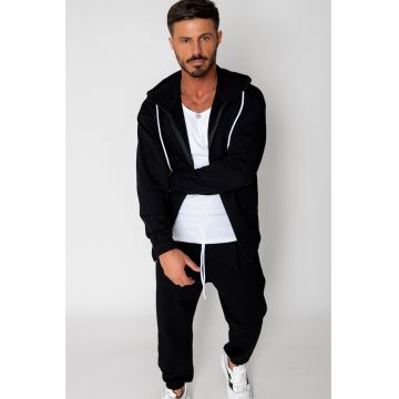 Set Neo hanorac cu fermoar si pantalon Baggy Black 15579