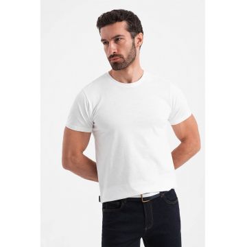 Tricou uni cu decolteu la baza gatului - Alb murdar