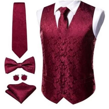 Set vesta + cravata + batista + butoni + papion, matase - model 40
