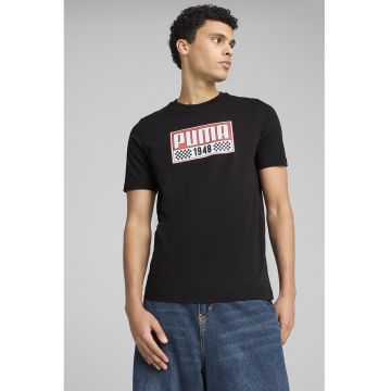 Tricou cu imprimeu si decolteu la baza gatului