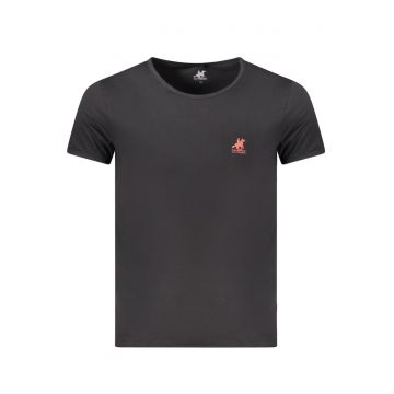 U.S. Grand POLO Tricou barbati simplu cu logo rosu brodat - negru -