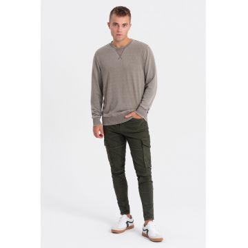 Bluza de trening cu decolteu la baza gatului si model uni - Bej