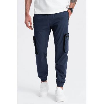 Pantaloni cargo cu mansete elastice - Bleumarin