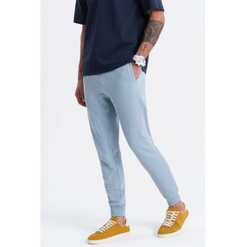 Pantaloni de trening cu croiala conica si snur de ajustare - Albastru lavanda