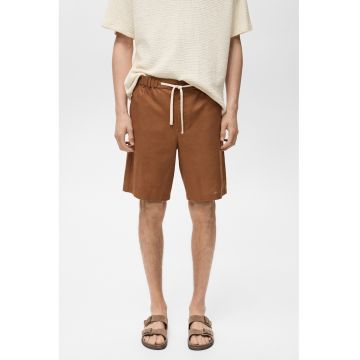 Pantaloni scurti din amestec de in cu buzunare laterale