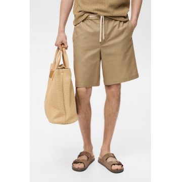 Pantaloni scurti din amestec de in cu buzunare laterale