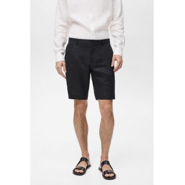 Pantaloni scurti din in cu buzunare