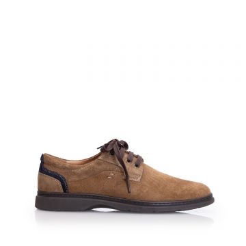 Pantofi casual bărbați din piele naturală, Leofex - Mostră Denis Camel Velur